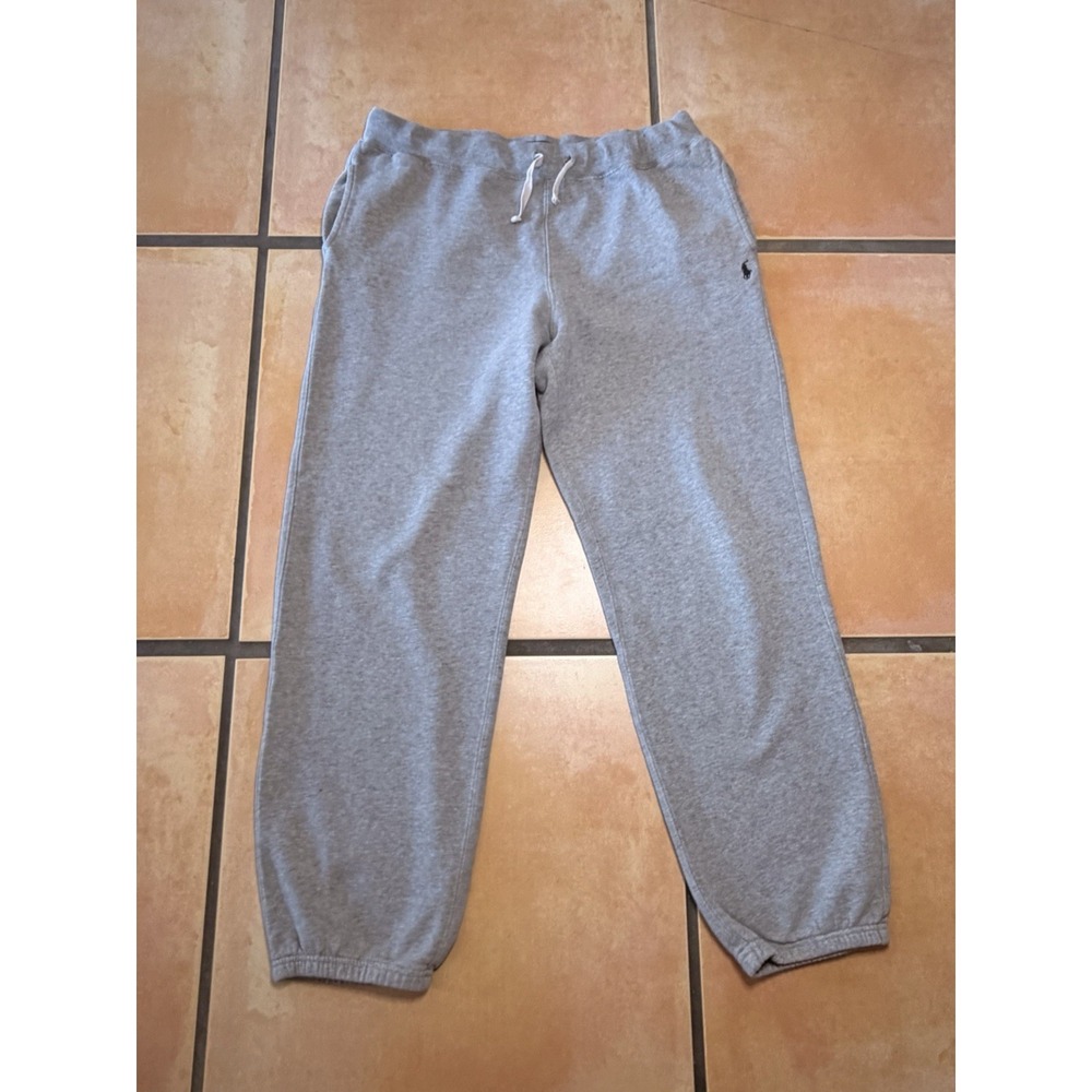 Polo Ralph Lauren Boys XL 18-20 Heather Gray Script Logo Jogger Sweatpants